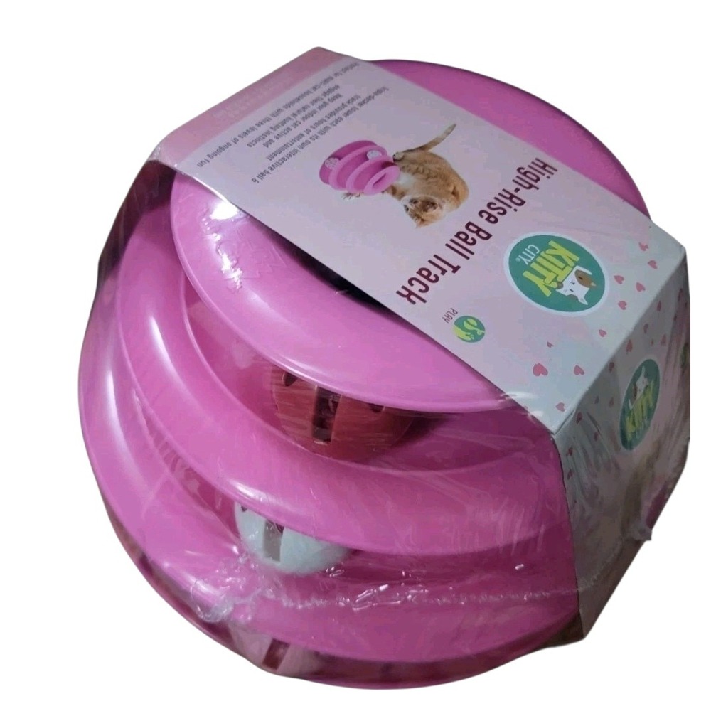 Kitty City High-Rise‎ Ball Track Cat Toy OS Pink NEW Triple Tier Interactive